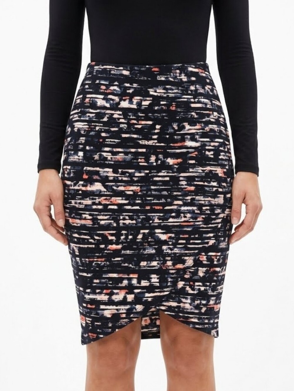 NWT LINDEX Womens Black Multicolor Women's Mini Skirt Jersey Pull On Sz S